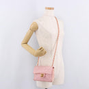 CHANEL Mini Matelasse 18 Chain Shoulder Bag Canvas Pink Gold CC Auth 191614-28