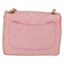 CHANEL Mini Matelasse 18 Chain Shoulder Bag Canvas Pink Gold CC Auth 191614-3