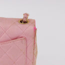 CHANEL Mini Matelasse 18 Chain Shoulder Bag Canvas Pink Gold CC Auth 191614-4