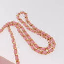 CHANEL Mini Matelasse 18 Chain Shoulder Bag Canvas Pink Gold CC Auth 191614-14