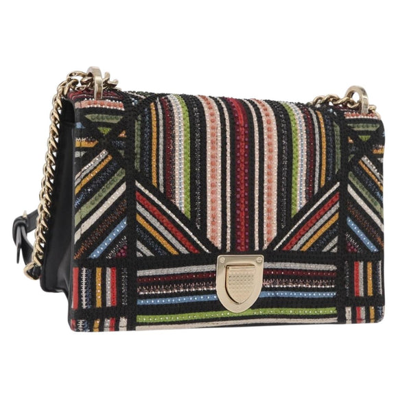 Christian Dior Chain Shoulder Bag Beads Multicolor Gold Auth 191618M