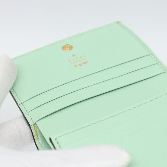 GUCCI Bananya Compact Wallet Leather Mint Green 701009 Auth 191625M