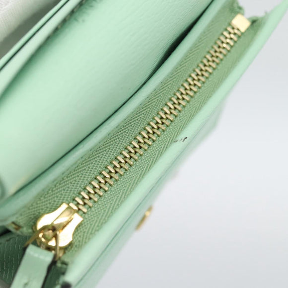 GUCCI Bananya Compact Wallet Leather Mint Green 701009 Auth 191625M