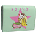 GUCCI Bananya Compact Wallet Leather Mint Green 701009 Auth 191625M-1