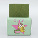 GUCCI Bananya Compact Wallet Leather Mint Green 701009 Auth 191625M-12