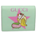 GUCCI Bananya Compact Wallet Leather Mint Green 701009 Auth 191625M-13