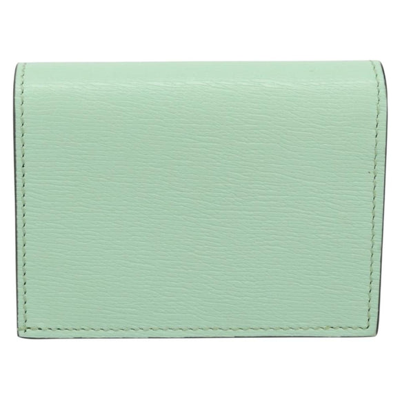 GUCCI Bananya Compact Wallet Leather Mint Green 701009 Auth 191625M