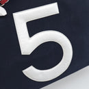 CHANEL Choco Bar Chain Tote Bag Canvas Navy Silver CC Auth 191645A-14