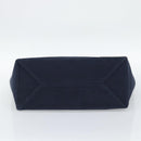 CHANEL Choco Bar Chain Tote Bag Canvas Navy Silver CC Auth 191645A-9