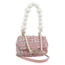 CHANEL Chain Shoulder Bag Tweed 2way Pink Gold CC Auth 191647SAM-1