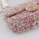 CHANEL Chain Shoulder Bag Tweed 2way Pink Gold CC Auth 191647SAM-17