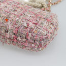 CHANEL Chain Shoulder Bag Tweed 2way Pink Gold CC Auth 191647SAM-18