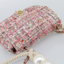 CHANEL Chain Shoulder Bag Tweed 2way Pink Gold CC Auth 191647SAM-6
