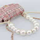 CHANEL Chain Shoulder Bag Tweed 2way Pink Gold CC Auth 191647SAM-7