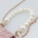 CHANEL Chain Shoulder Bag Tweed 2way Pink Gold CC Auth 191647SAM-14