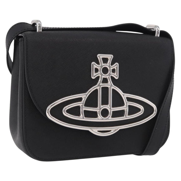 Vivienne Westwood Shoulder Bag Leather Black Silver Auth 191650V
