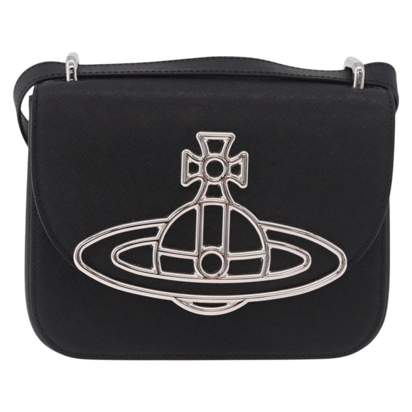 Vivienne Westwood Shoulder Bag Leather Black Silver Auth 191650V
