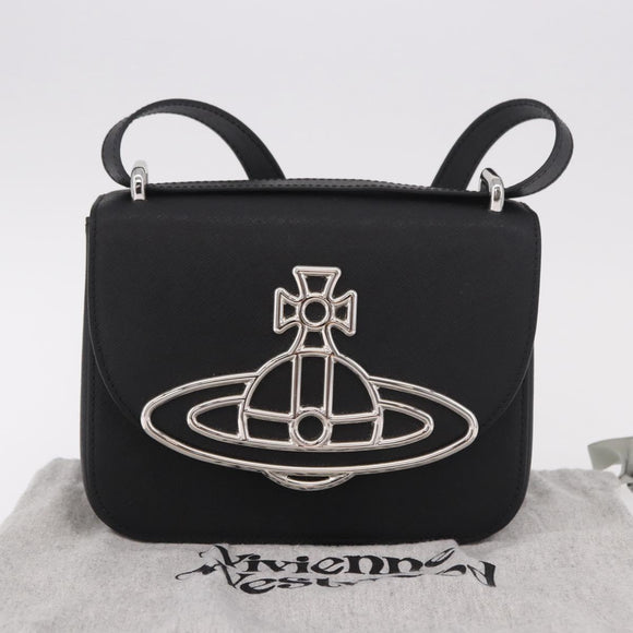 Vivienne Westwood Shoulder Bag Leather Black Silver Auth 191650V