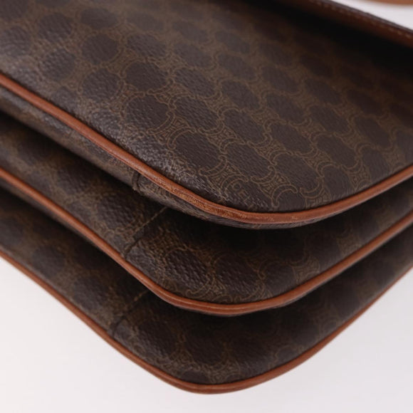 CELINE Macadam Shoulder Bag PVC Leather Brown Gold Auth 191652