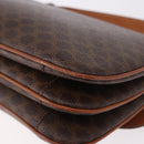 CELINE Macadam Shoulder Bag PVC Leather Brown Gold Auth 191652-18