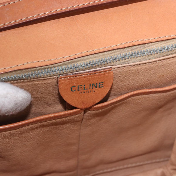 CELINE Macadam Shoulder Bag PVC Leather Brown Gold Auth 191652