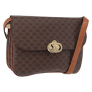 CELINE Macadam Shoulder Bag PVC Leather Brown Gold Auth 191652-1