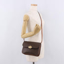 CELINE Macadam Shoulder Bag PVC Leather Brown Gold Auth 191652-25