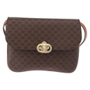 CELINE Macadam Shoulder Bag PVC Leather Brown Gold Auth 191652-13