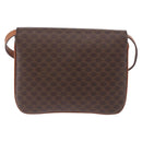 CELINE Macadam Shoulder Bag PVC Leather Brown Gold Auth 191652-2