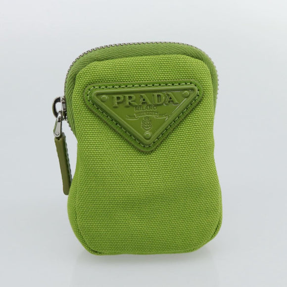 PRADA Shoulder Bag Canvas Green Silver Auth 191654SV