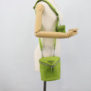 PRADA Shoulder Bag Canvas Green Silver Auth 191654SV-29