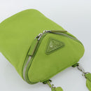 PRADA Shoulder Bag Canvas Green Silver Auth 191654SV-6