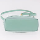 Salvatore Ferragamo Vala Hand Bag Canvas 2way Green Gold Auth 191655A-5
