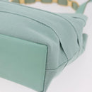 Salvatore Ferragamo Vala Hand Bag Canvas 2way Green Gold Auth 191655A-16
