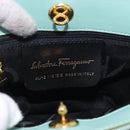 Salvatore Ferragamo Vala Hand Bag Canvas 2way Green Gold Auth 191655A-12