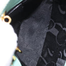 Salvatore Ferragamo Vala Hand Bag Canvas 2way Green Gold Auth 191655A-11