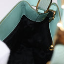 Salvatore Ferragamo Vala Hand Bag Canvas 2way Green Gold Auth 191655A-18