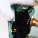 Salvatore Ferragamo Vala Hand Bag Canvas 2way Green Gold Auth 191655A-19