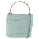 Salvatore Ferragamo Vala Hand Bag Canvas 2way Green Gold Auth 191655A-1