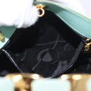Salvatore Ferragamo Vala Hand Bag Canvas 2way Green Gold Auth 191655A-21
