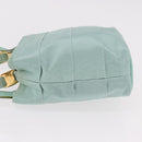Salvatore Ferragamo Vala Hand Bag Canvas 2way Green Gold Auth 191655A-4