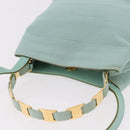 Salvatore Ferragamo Vala Hand Bag Canvas 2way Green Gold Auth 191655A-6