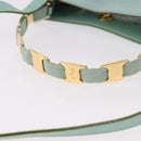 Salvatore Ferragamo Vala Hand Bag Canvas 2way Green Gold Auth 191655A-7
