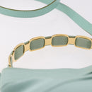 Salvatore Ferragamo Vala Hand Bag Canvas 2way Green Gold Auth 191655A-8