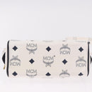MCM Vicetos Mini Boston Bag PVC Leather 2way White Gold Auth 191656A-5