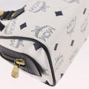 MCM Vicetos Mini Boston Bag PVC Leather 2way White Gold Auth 191656A-10