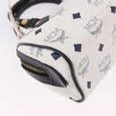 MCM Vicetos Mini Boston Bag PVC Leather 2way White Gold Auth 191656A-17