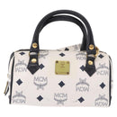 MCM Vicetos Mini Boston Bag PVC Leather 2way White Gold Auth 191656A-13