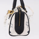MCM Vicetos Mini Boston Bag PVC Leather 2way White Gold Auth 191656A-3