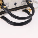 MCM Vicetos Mini Boston Bag PVC Leather 2way White Gold Auth 191656A-7